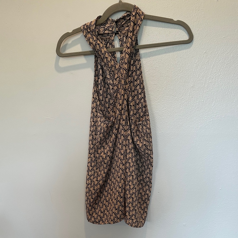 Sleeveless Halter Neck Printed Top in Blush and Black